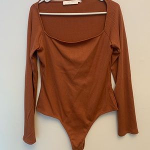 NWOT ASTR The Label Square Neck Bodysuit in Rust XL